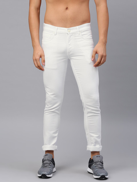 

HRX by Hrithik Roshan Men White Skinny Fit Mid-Rise Clean Look Stretchable Jeans