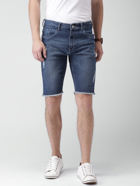 

Mast & Harbour Men Blue Washed Regular Fit Denim Shorts