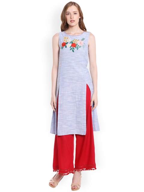 

Fusion Beats Women Blue Woven Design A-Line Kurta
