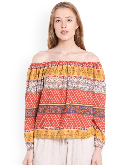 

Fusion Beats Women Multicoloured Printed Off Shoulder Top, Multi