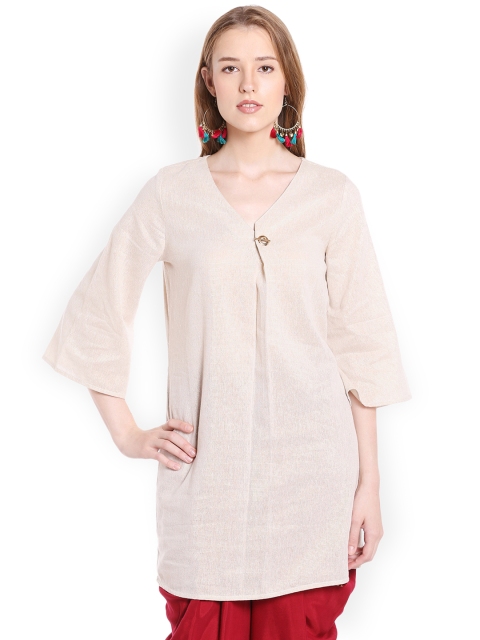 

Fusion Beats Beige Solid Tunic