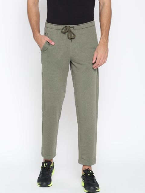 

Puma Men Olive Green Zippered Terry Track Pants