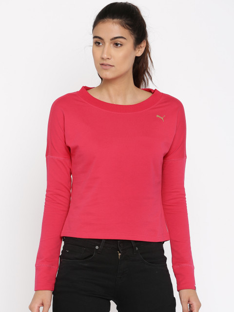 

Puma Women Pink Cropped Solid Sweatshirt