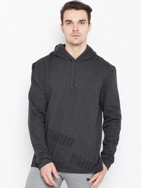 

Puma Men Charcoal Grey Rebel 2.0 Printed Hooded Sweatshirt