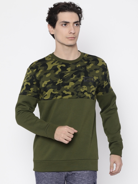 

Puma Men Olive Green AOP Rebel Crew Printed Sweatshirt