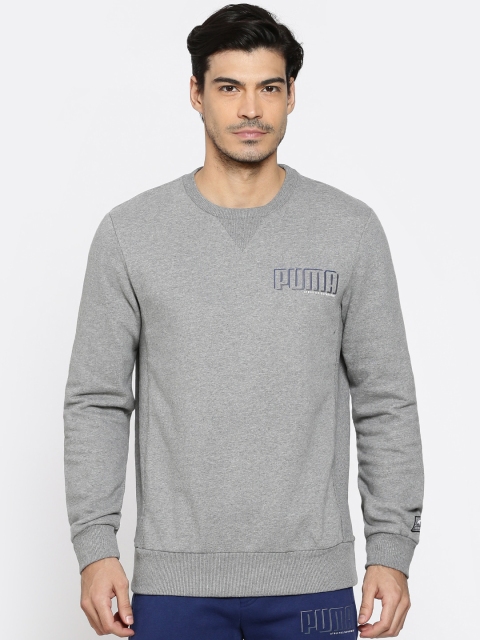 

Puma Men Grey Solid Slim Fit STYLE Athletics Crew FL Sweatshirt