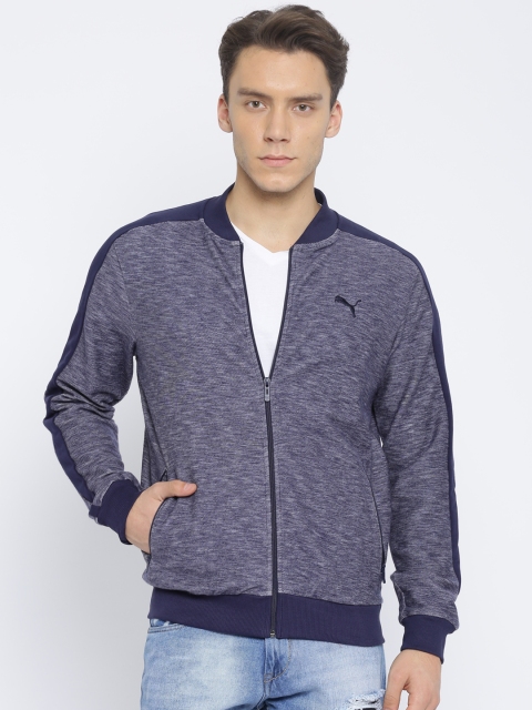 

Puma Men Navy Self Design ZIPPERED TWILL FACE Sweatshirt, Navy blue