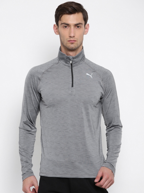 

Puma Men Grey Printed High Neck Core-Run LS HZ T-shirt