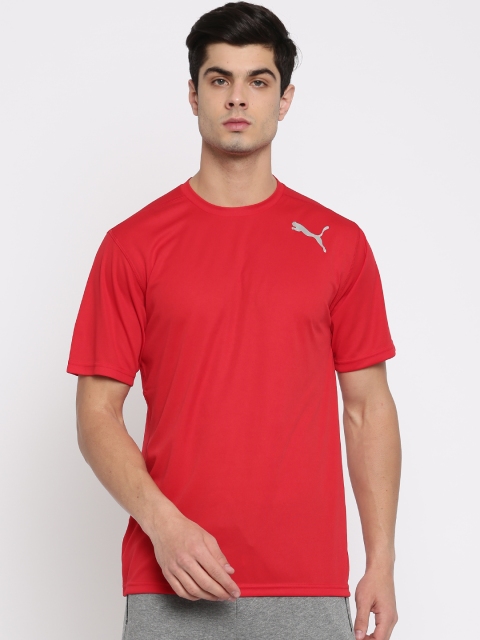 

Puma Men Red Solid Round Neck Essential SS T-shirt