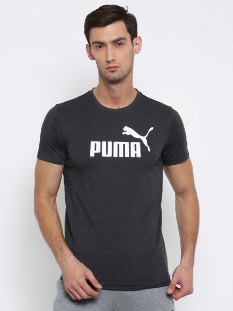 

Puma Men Charcoal Grey Printed Slim Fit ESS No.1 Heather T-shirt