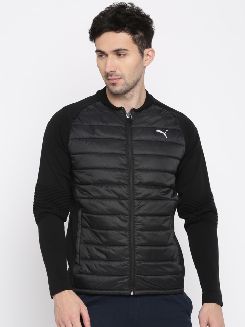 

Puma Men Black Solid Reflective Strip Evoknit Padded Jacket
