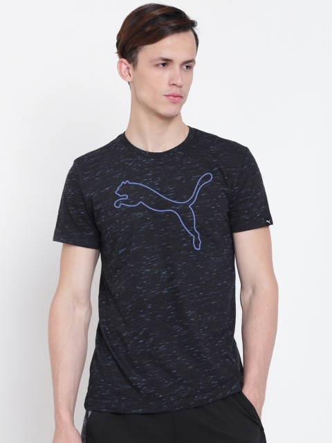 

Puma Men Black Brand Cat Logo Printed Round Neck T-shirt