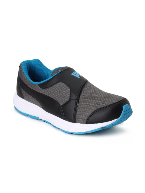 

Puma Men Grey & Black Reef Slip-On IDP Leather Running Shoes