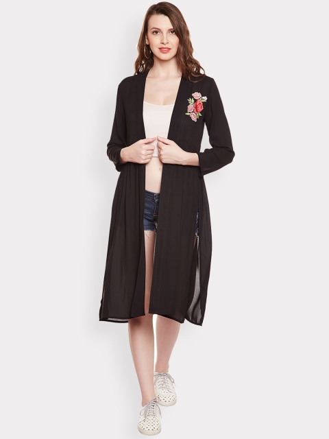 

MAGRE Black Solid Open Front Longline Shrug
