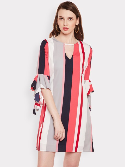 

MAGRE Women Multicoloured Striped A-Line Dress, Multi