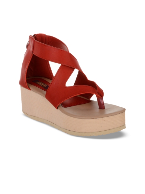 

SHUZ TOUCH Women Red Solid Sandals
