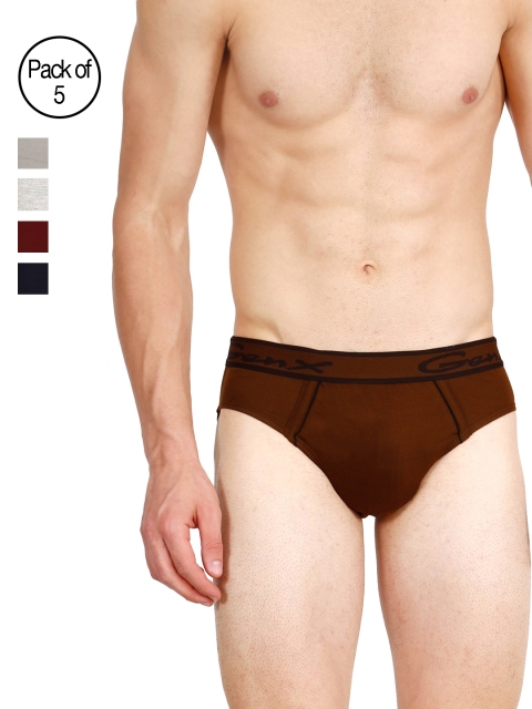 

Genx Men Pack of 5 Regular Fit Briefs GENX GUSTO OE-BCDEF, Multi