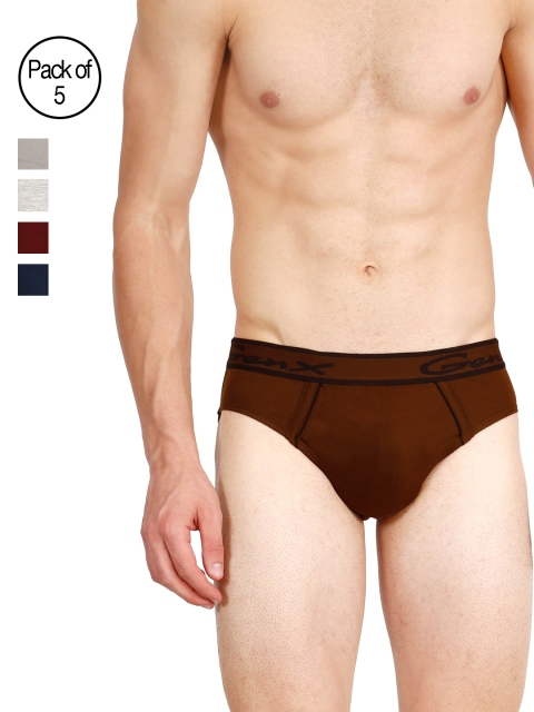 

Genx Men Pack of 5 Regular Fit Briefs GENX GUSTO OE-BCDEG, Multi