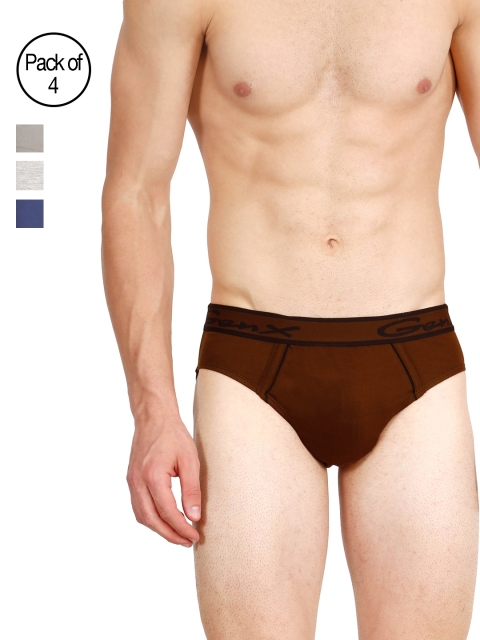

Genx Men Pack of 4 Regular Fit Briefs GENX GUSTO OE-BCDH, Multi