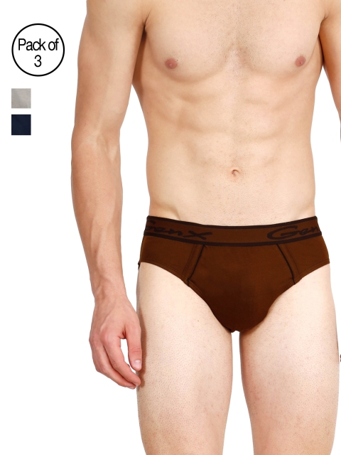 

Genx Men Pack of 3 Regular Fit Briefs GENX GUSTO OE-BCG, Brown