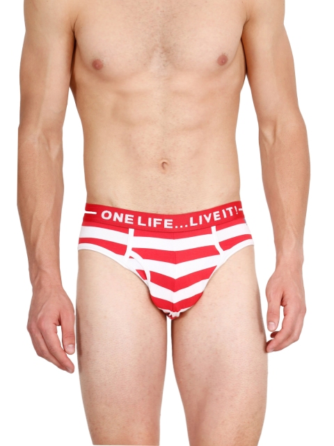 

Olli Men Red & White Striped Cotton Brief 500400326