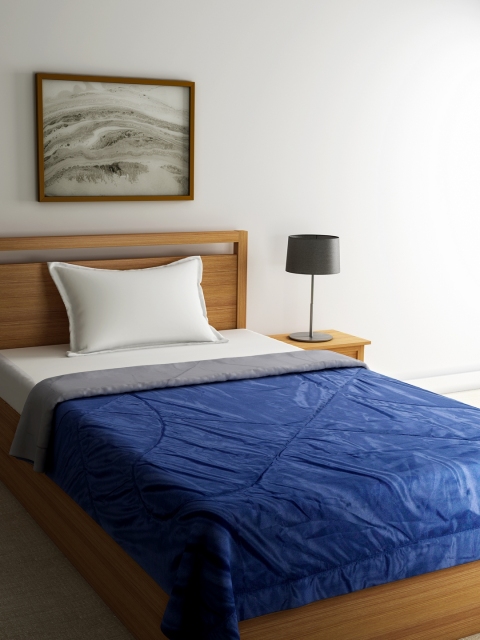 

STELLAR HOME Navy Blue & Grey Solid AC Room 120 GSM Single Bed Comforter