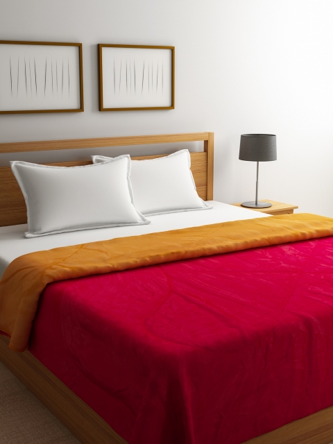 

STELLAR HOME Orange & Red Solid AC Room 120 GSM Double Bed Comforter
