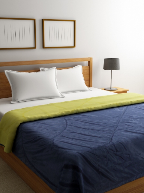 

STELLAR HOME Navy Blue & Lime Green Solid AC Room 120 GSM Double Bed Comforter