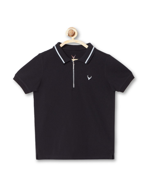 

Allen Solly Junior Boys Black Solid Polo Collar T-shirt