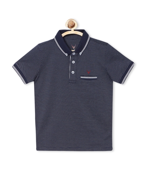 

Allen Solly Junior Boys Navy Blue Self Design Polo Collar T-shirt