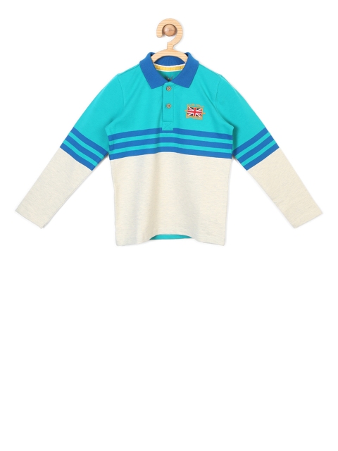 

Allen Solly Junior Boys Blue Self Design Polo Collar T-shirt