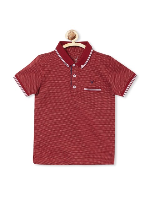 

Allen Solly Junior Boys Maroon Self Design Polo Collar T-shirt