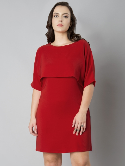 

FabAlley Curve Plus Size Women Red Solid Shift Dress