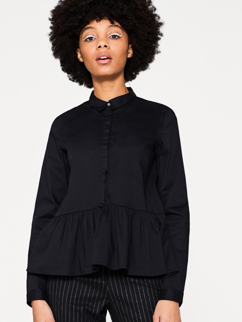 

ESPRIT Women Black Solid Shirt Style Top