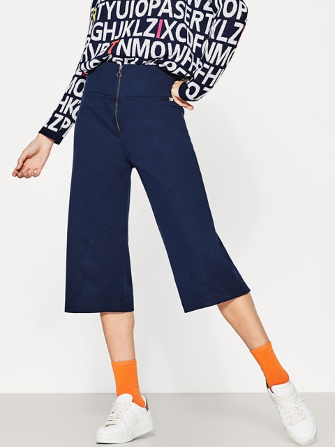 

ESPRIT Women Navy Solid Culottes, Navy blue