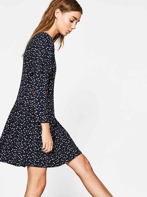 

ESPRIT Women Black Printed A-Line Dress
