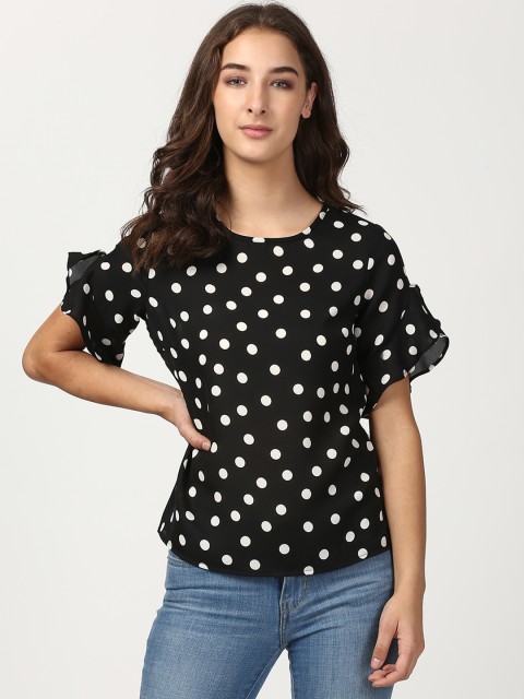 

Harpa Women Black Polka Dot Printed Top
