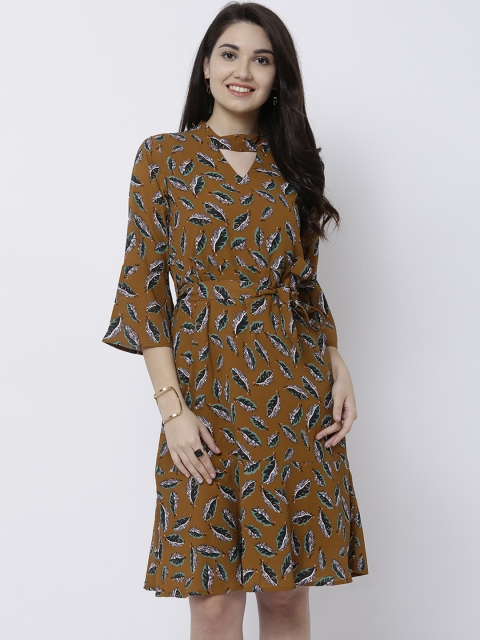 

Tokyo Talkies Women Brown Printed A-Line Dress