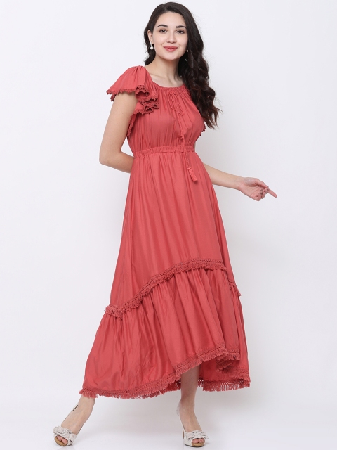 

Tokyo Talkies Women Coral Solid Maxi Dress