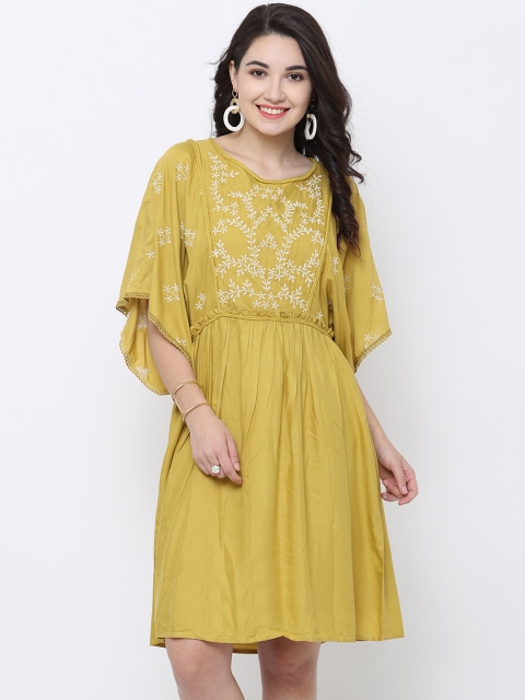 

Tokyo Talkies Women Mustard Solid A-Line Dress