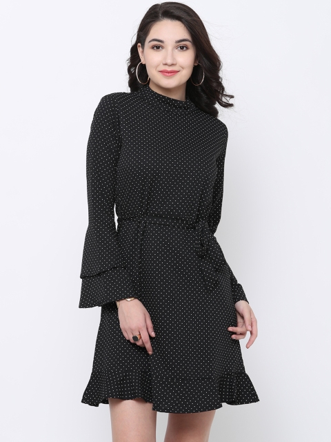 

Tokyo Talkies Women Black Printed A-Line Dress