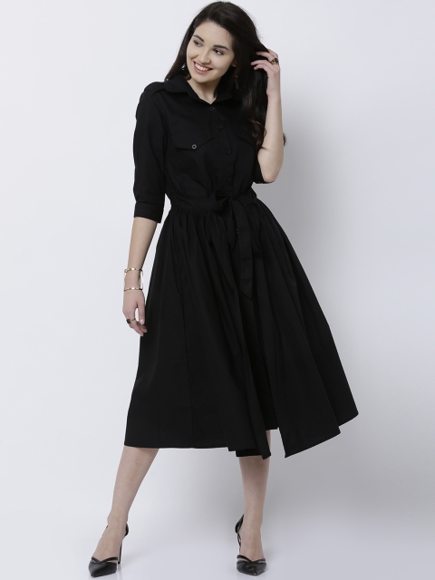 

Tokyo Talkies Women Black Solid Shirt Dress