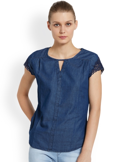 

Kraus Jeans Women Blue Solid Top