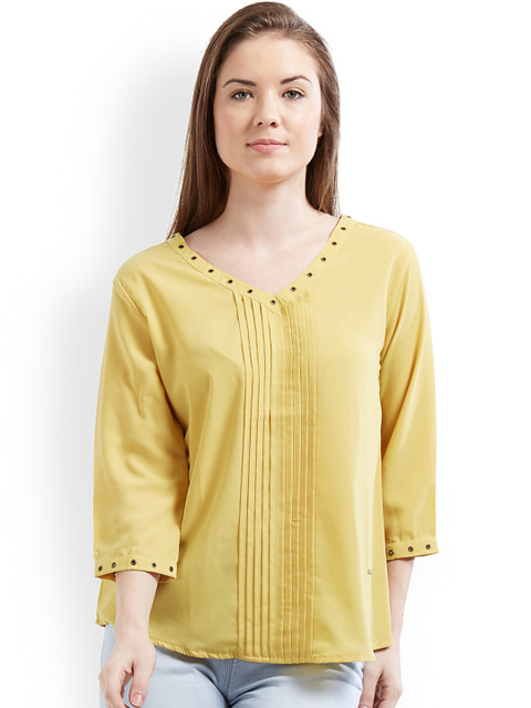 

Kraus Jeans Women Yellow Solid Top