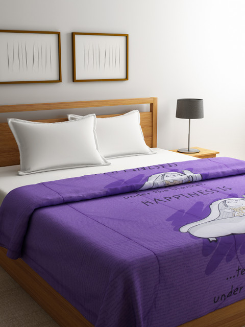 

STELLAR HOME Purple Cartoon Characters AC Room 120 GSM Double Bed Comforter