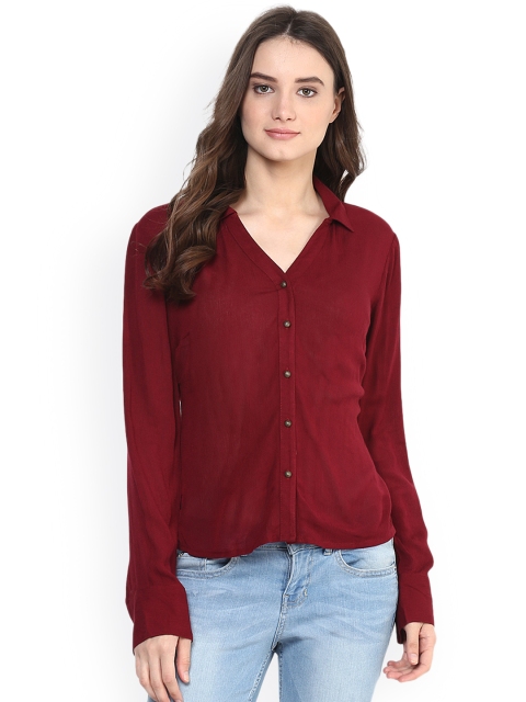 

MIWAY Women Maroon Regular Fit Solid Casual Shirt