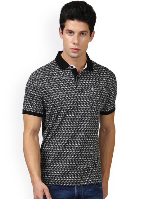

Parx Men Black Printed Polo Collar T-shirt