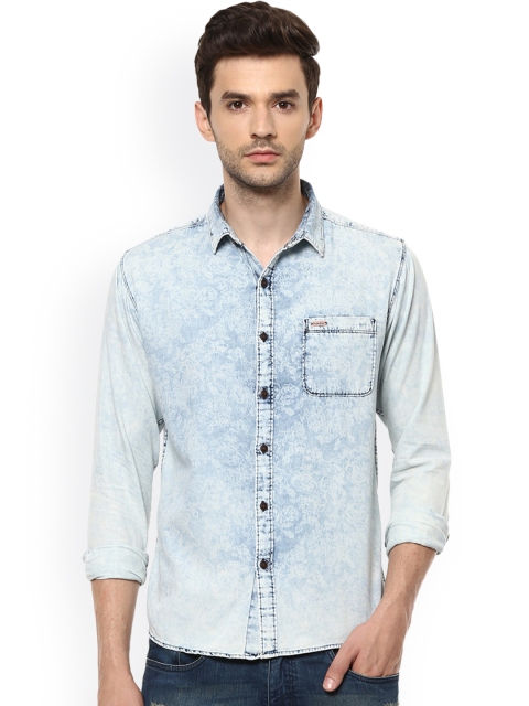 

People Men Blue Slim Fit Printed Casual Shirt