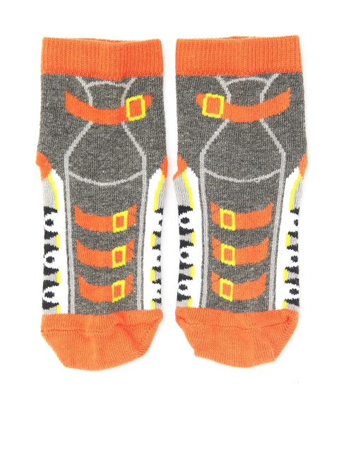 

Plan B Kids Orange & Grey Patterned Above Ankle-Length Socks