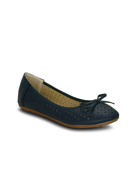 

Get Glamr Women Navy Blue Solid Synthetic Ballerinas